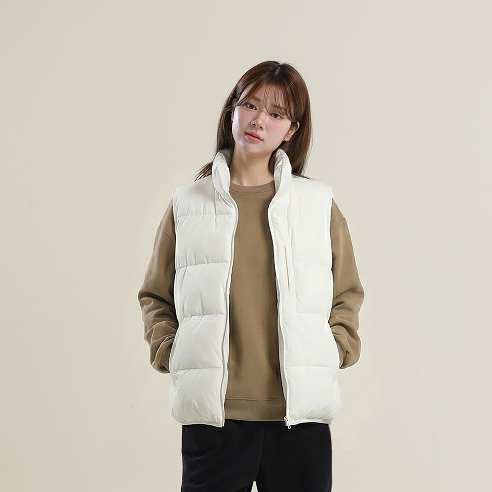 스라보 남녀공용 경량 하이넥 푸퍼 패딩 베스트 조끼 - 상세 이미지 5