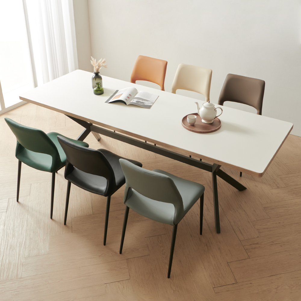 샤프 다이닝체어 실리콘 가죽 편한 식탁의자 테이블의자 아이보리