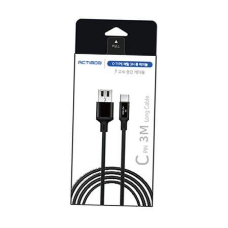 핸드폰케이블 C타입 롱케이블 메탈재질 충전 데이터 케이블 블랙 3m
