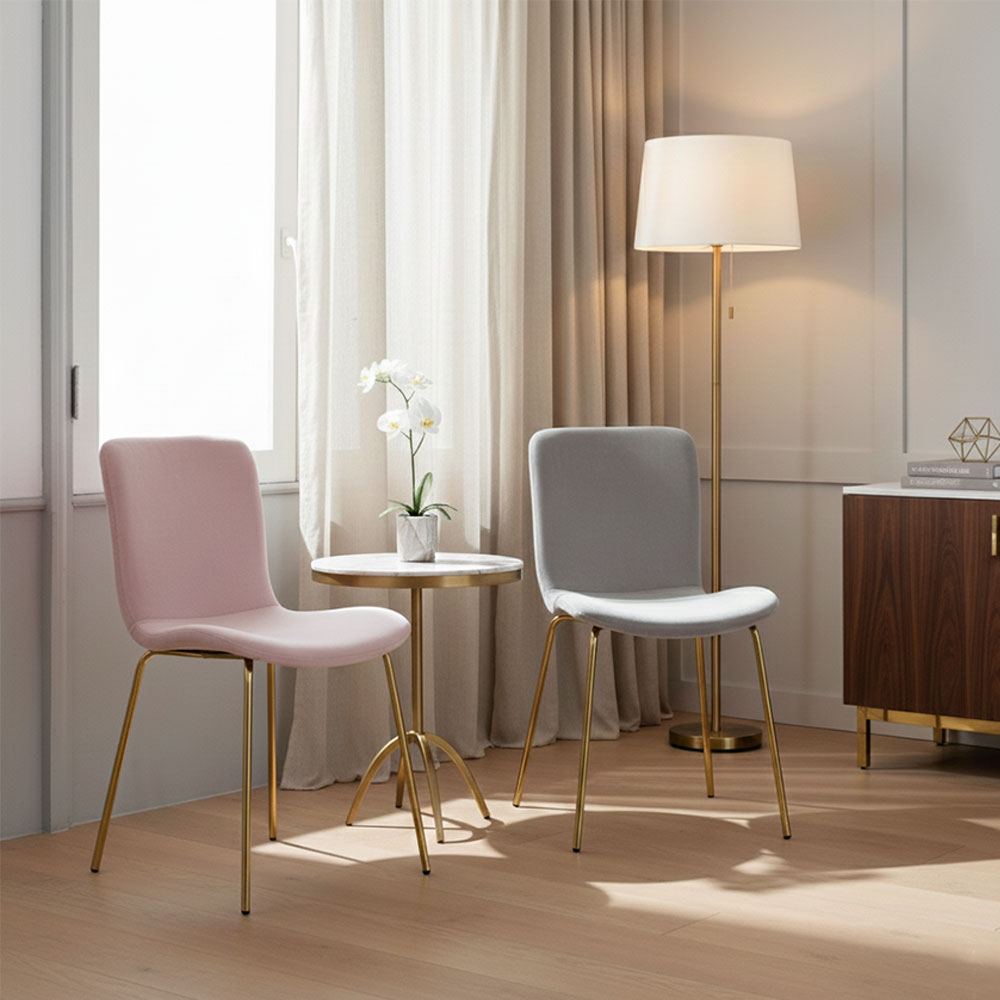 쇼콜라 인테리어 디자인 골드벨벳 카페체어 식탁 의자