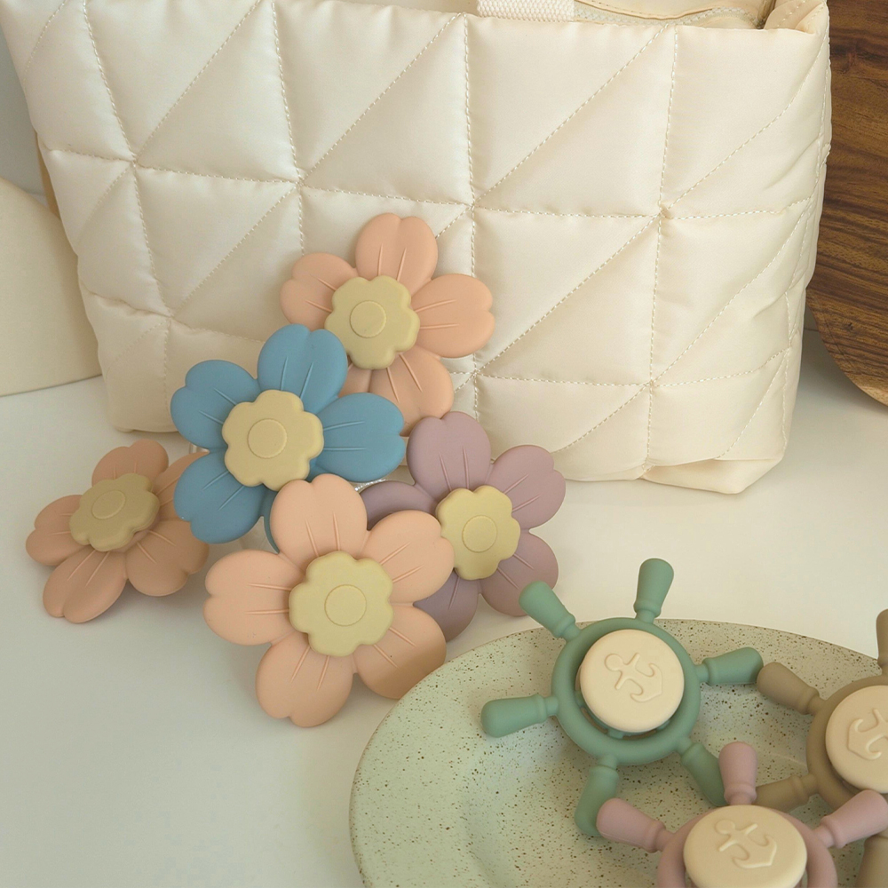 아크미 아기 흡착 회전 딸랑이 실리콘 스피너 신생아 장난감