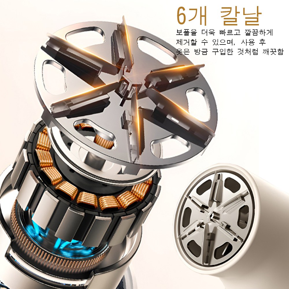 KUAHAI 6중날 옷 보풀제거기 3단조절힘 LCD디스플레이전기량 휴대용 충전식 보풀제거기 lint remover - 상세 이미지 4