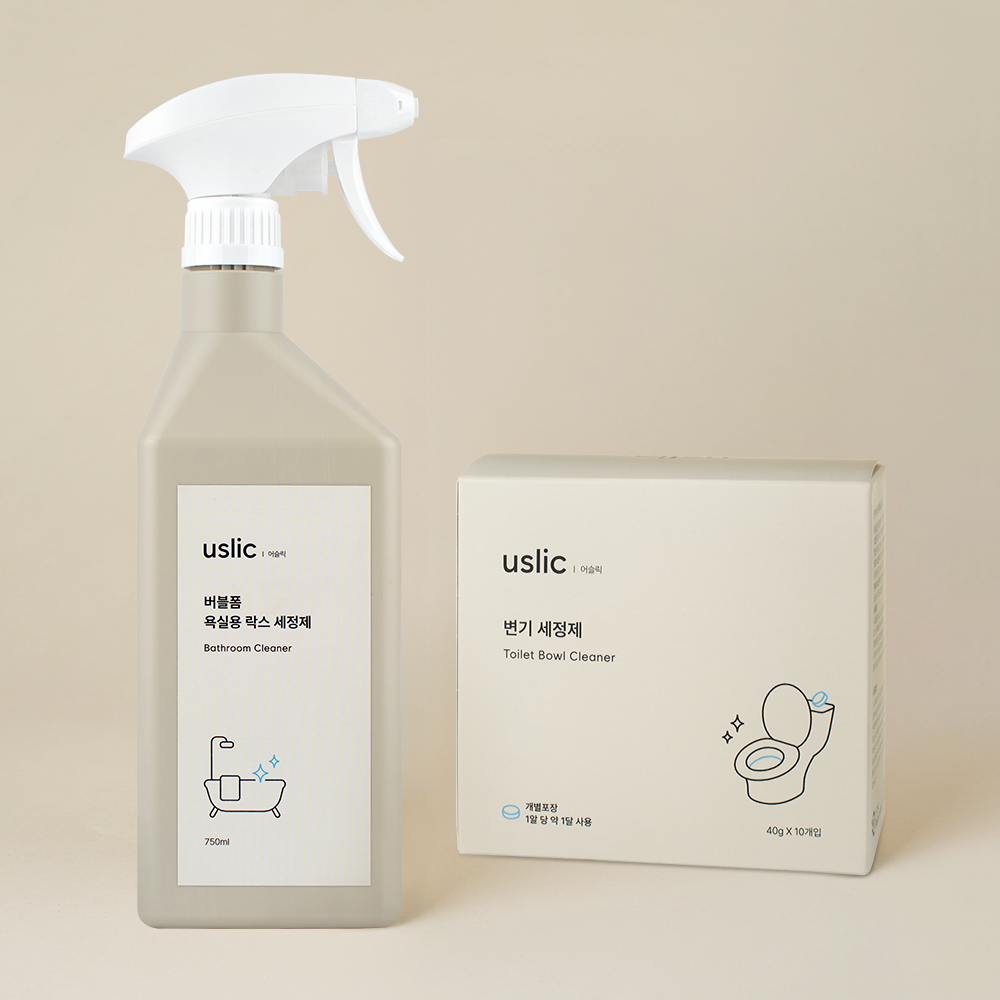 어슬릭 욕실세트 락스 세정제 750ml + 변기세정제 10개입 - 상품 이미지