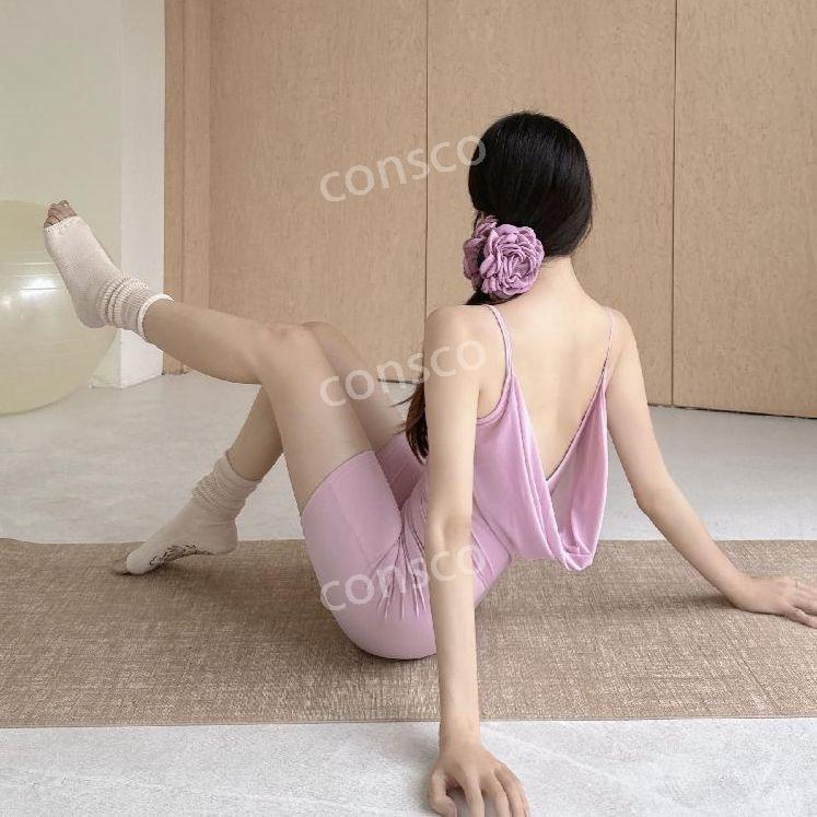 YSH 백 드레이프 서스펜더 5부 쇼츠 발레복 요가복 필라테스복 - 상세 이미지 5