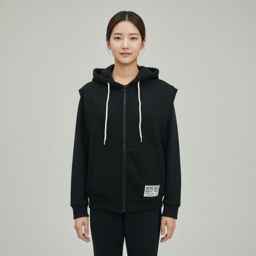 엄마옷 조이마담 J3398 레터링패치 특기모 집업 후드 조끼 중년여성의류 - 상품 이미지