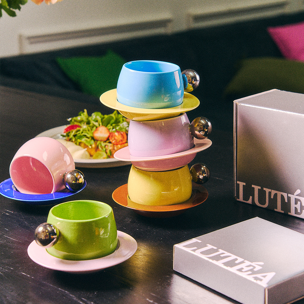 루테아 FLO MUG + PLATE(3color) 머그컵 플레이트 세트 백금도금 핸드메이드 - 상세 이미지 4