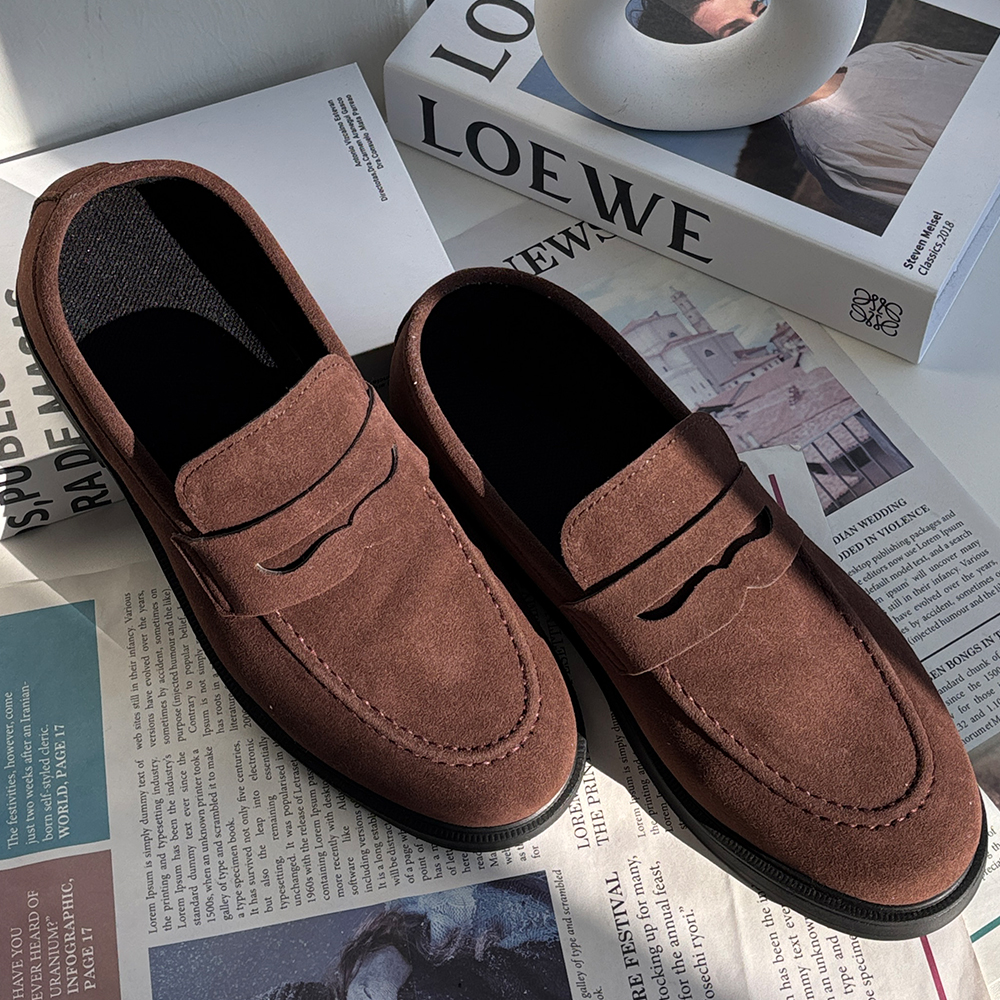 편한 정장 구두 키높이 캐주얼 남자스웨이드로퍼 캐주얼화