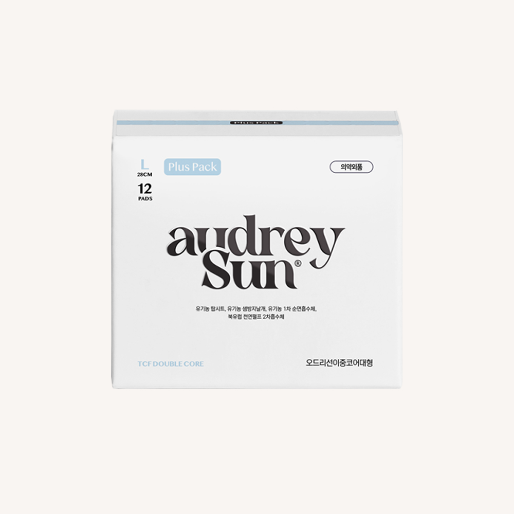 오드리선 더블코어 유기농 순면 생리대 TCF 비건 대형(12pcs)