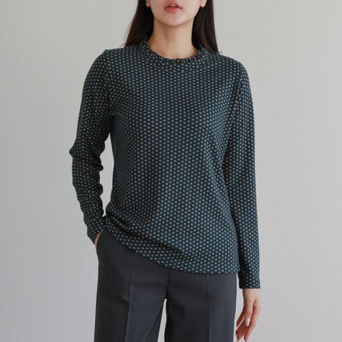엄마옷 조이마담 T51822 도트플라워 셔링넥 티셔츠 중년여성의류 - 상세 이미지 2