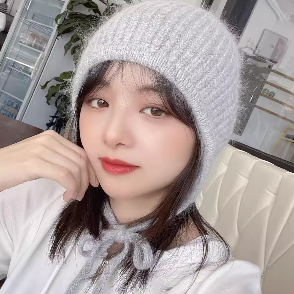 앙고라 니트 귀달이모자 여성 겨울 따뜻한 방한 귀도리 비니 털모자 군밤모자 귀덮개 - 상품 이미지
