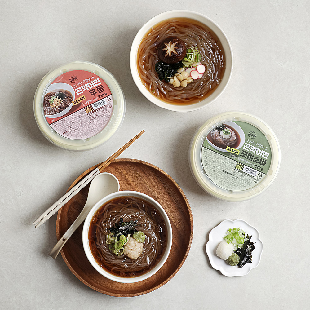 다신샵 54kcal 바로먹는 곤약이면 2종 4개 / 노밀가루 발효곤약 모밀소바 우동 - 상세 이미지 4