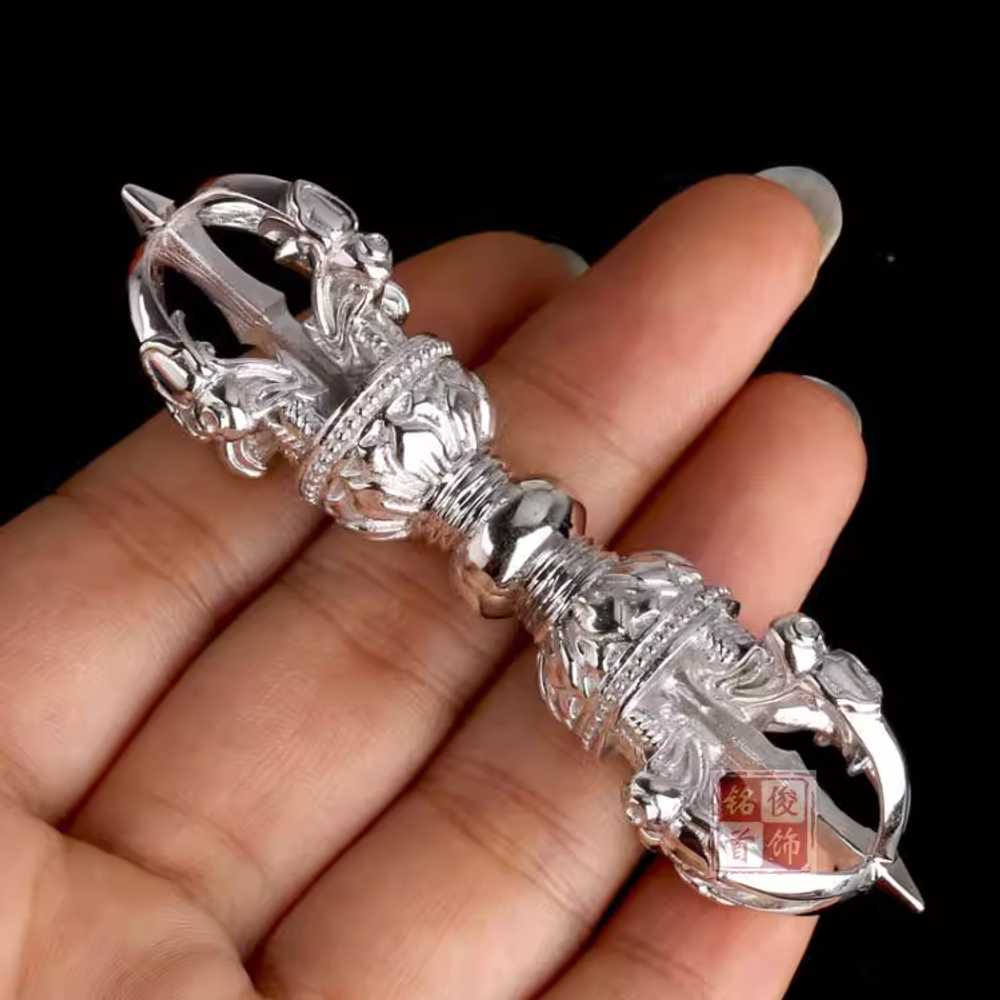 미니 금강저 탄트라 불교 수행용 명상 법구 장식품 5.5cm (순은/5발/펜던트) - 상세 이미지 4