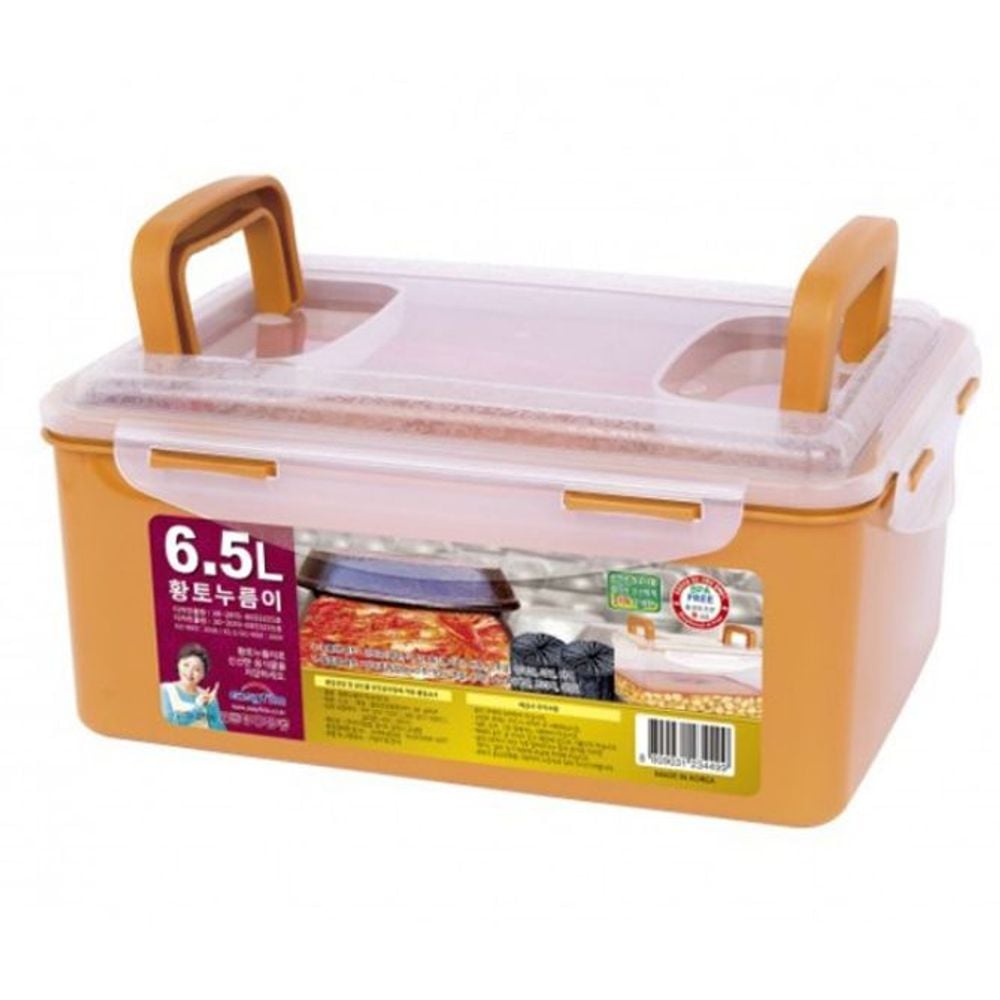 황토 밀폐용기 김치통 냉장고 정리 용기 반찬통 6.5L - 상품 이미지
