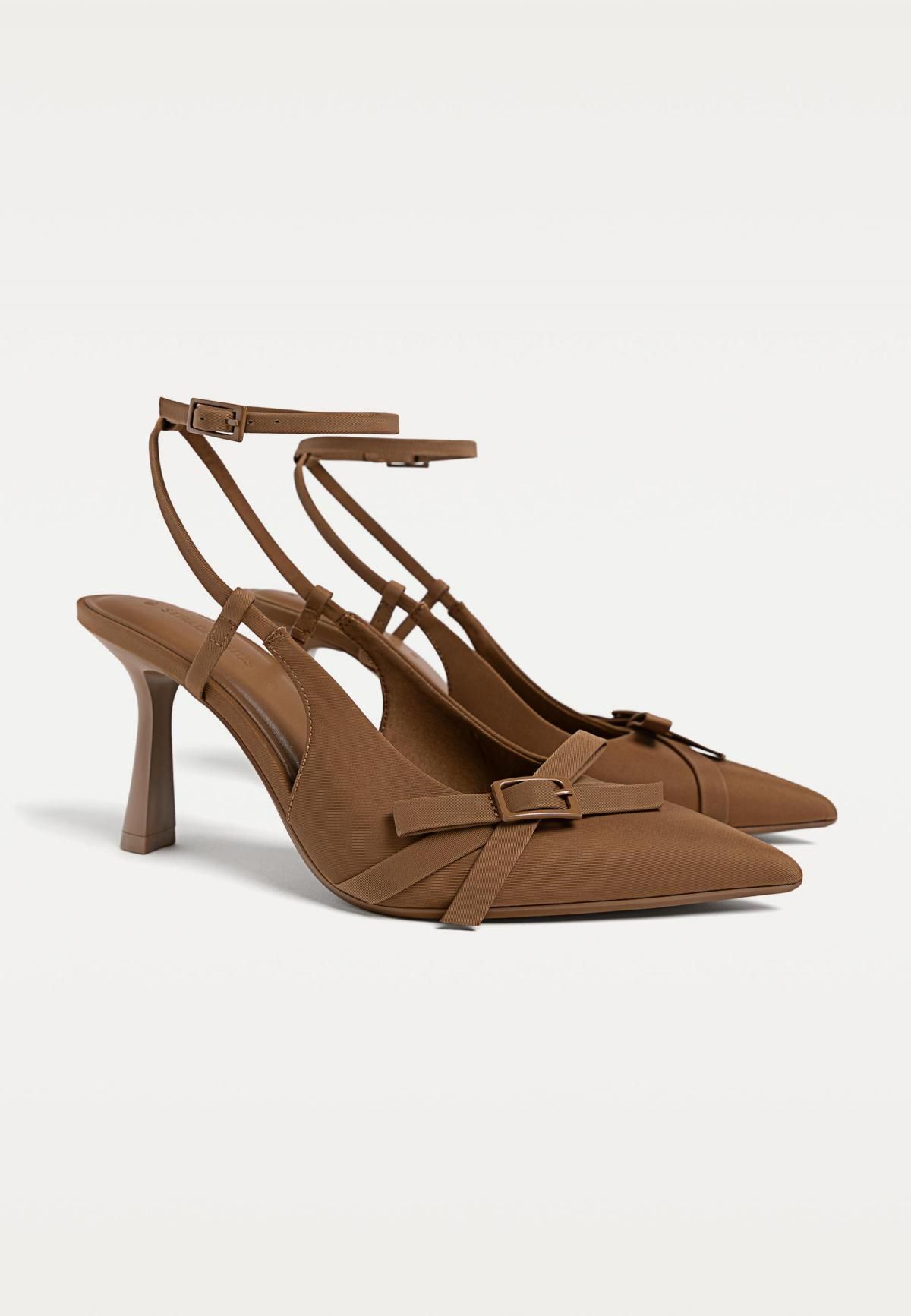 스트라디바리우스 리본 포인트 슬링백 하이힐 8cm 9169/570 BROWN - 상세 이미지 3
