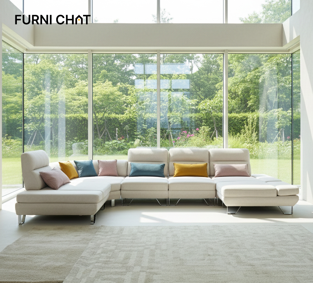 퍼니챗 샤르니 6인용 코너형 아쿠아텍스 이지클린 기능성 조야 패브릭 스윙 소파