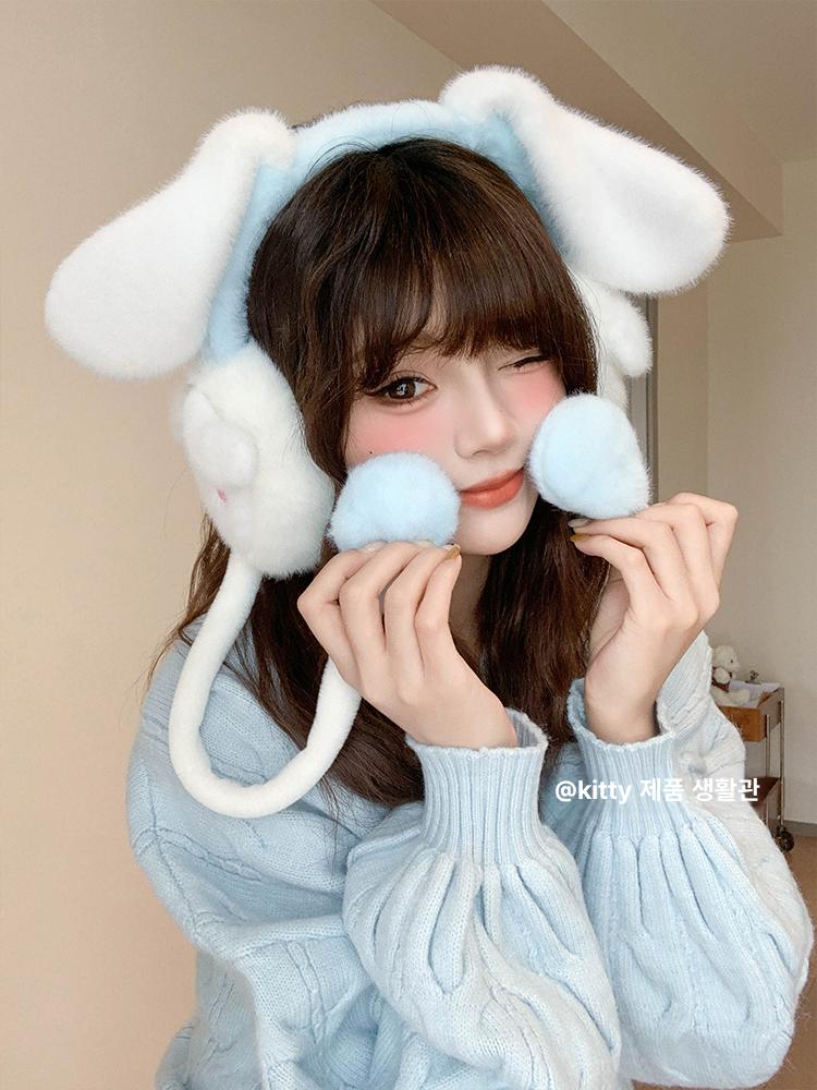 산리오 귀마개 장갑 3D 귀달이 모자 움직이는 귀 시나모롤 쿠로미 포차코 마이멜로디 시나모롤 - 상세 이미지 2