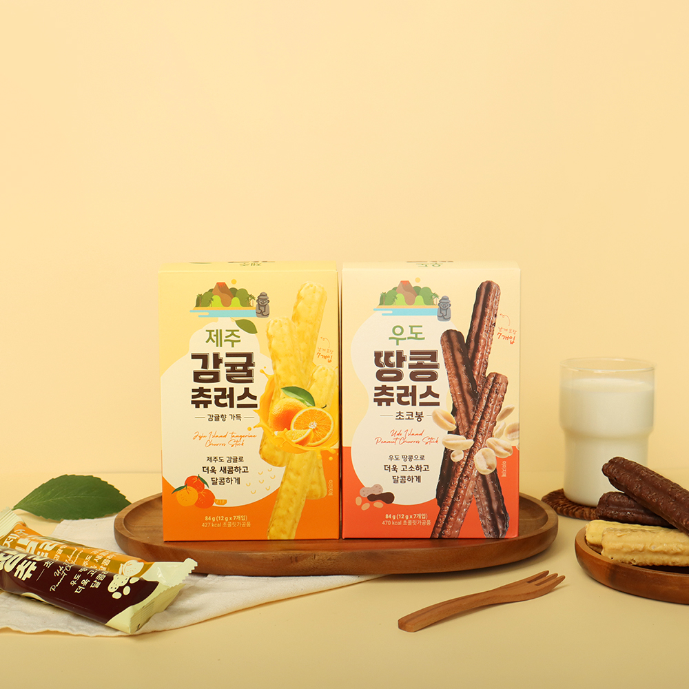 1+1 제주 감귤 우도땅콩 츄러스 84g 7개입 과자 사무실간식 제주도기념품 이미지 8