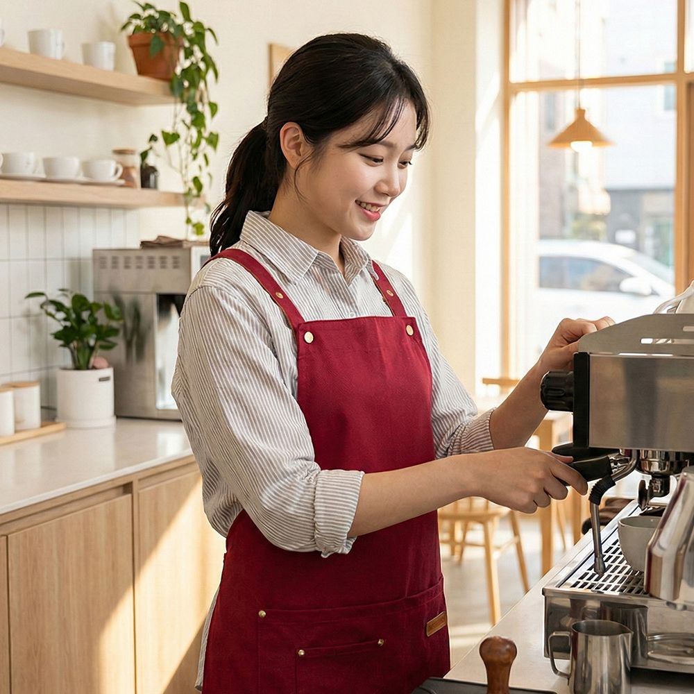 H형 생활 방수 앞치마 카페 업소용 미용실 작업 홀서빙 목걸이형 고급 주방 바리스타 꽃집 - 상품 이미지