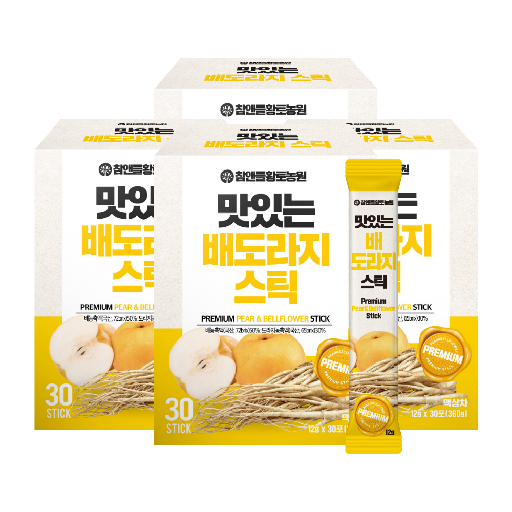 [3+1] 참앤들황토농원 맛있는 배도라지 스틱 12g 30포 360g, 4개 - 상품 이미지