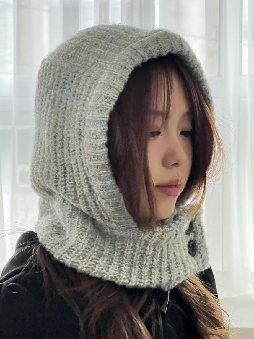 부클투버튼니트바라클라바 넥워머 바라클라바후드 겨울 후드모자 - 메인 이미지