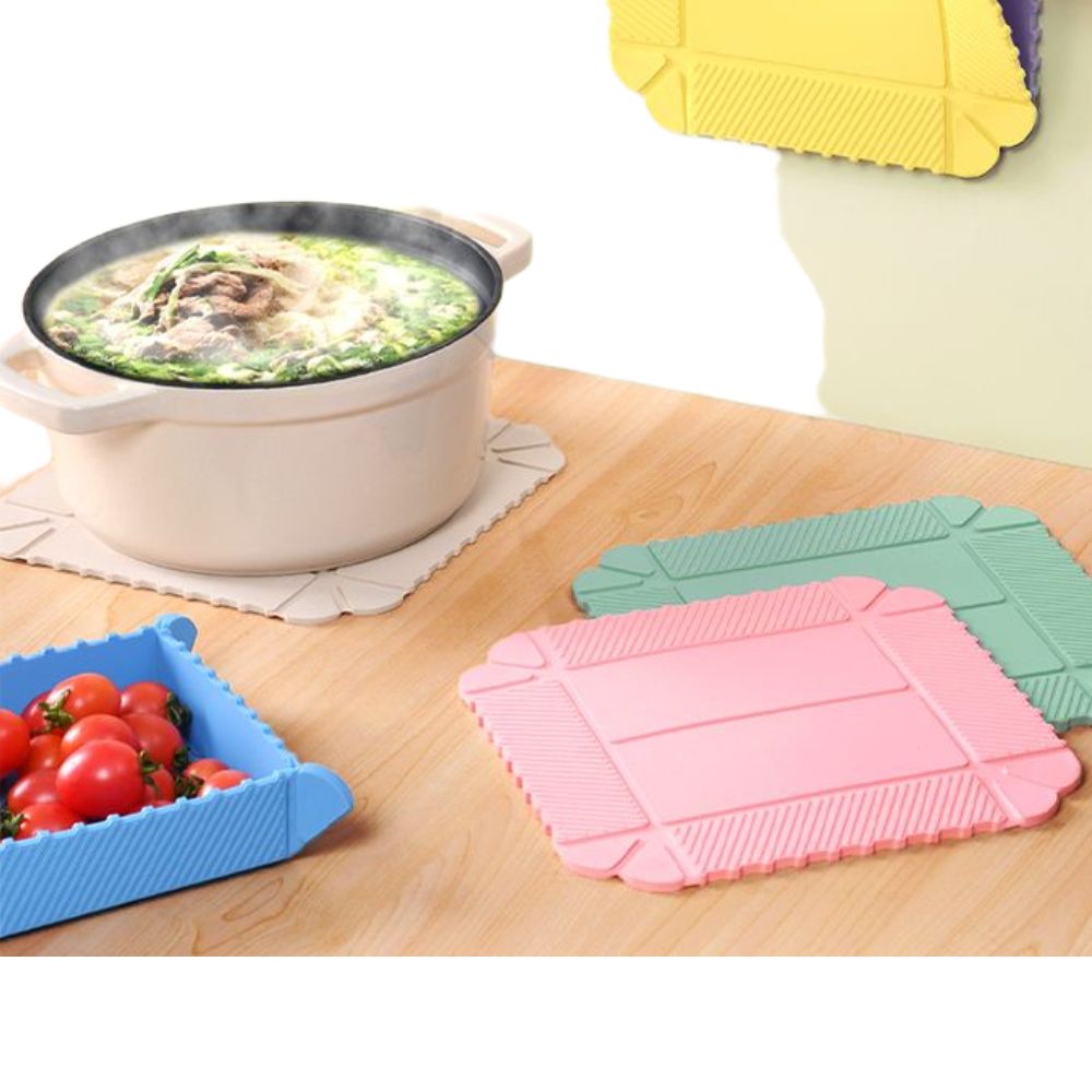 실리콘 냄비 받침대 접이식 단열 냄비받침 매트 패드 자석 그린 21.5cm - 상세 이미지 3