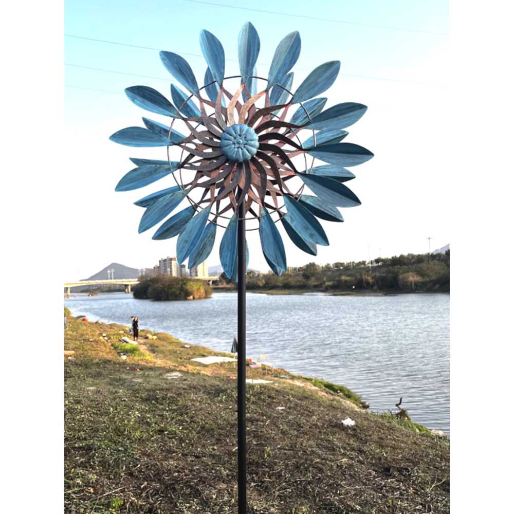 철제 대형 바람개비 정원 인테리어 야외 조형 장식품 60x210cm + 블루 - 상품 이미지