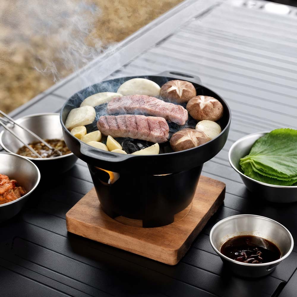 미니그릴화로 풀세트 혼술 혼밥 가정용 바베큐 1인용 불판 숯불 개인화로