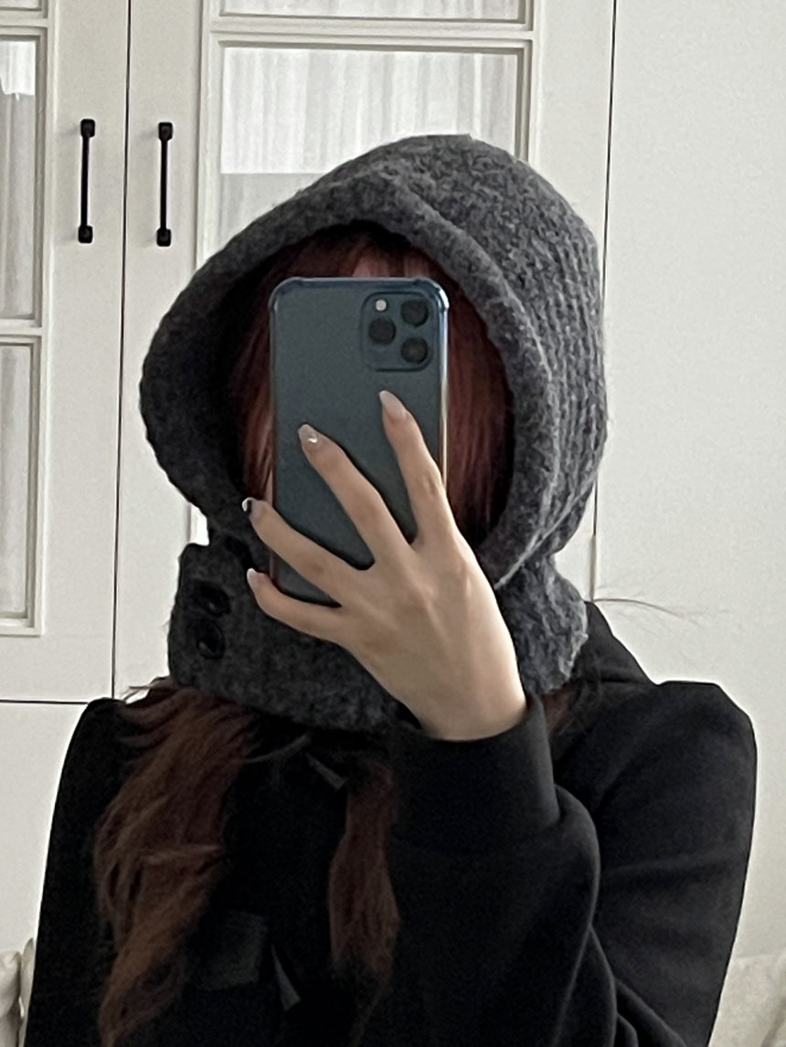 부클투버튼니트바라클라바 넥워머 바라클라바후드 겨울 후드모자 - 상세 이미지 5