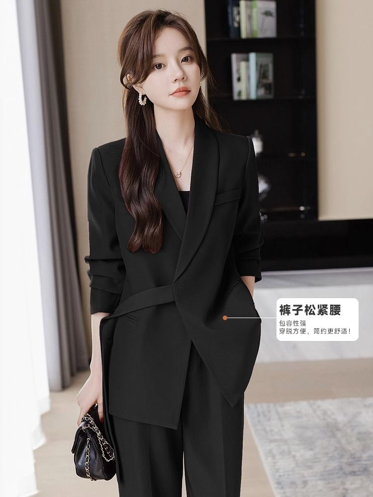 빅사이즈 정장패션 럭셔리 남성봄정장 여성 여자셋업 아이보리색 정장(벨트) S - 상세 이미지 5