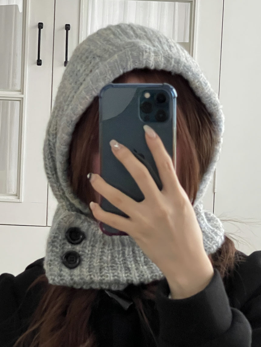 부클투버튼니트바라클라바 넥워머 바라클라바후드 겨울 후드모자 - 상세 이미지 2