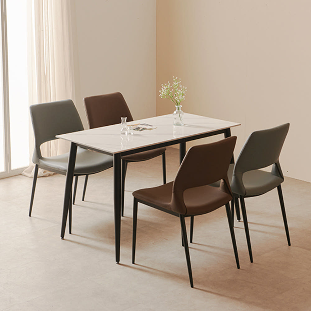 샤프 다이닝체어 실리콘 가죽 편한 식탁의자 테이블의자 아이보리