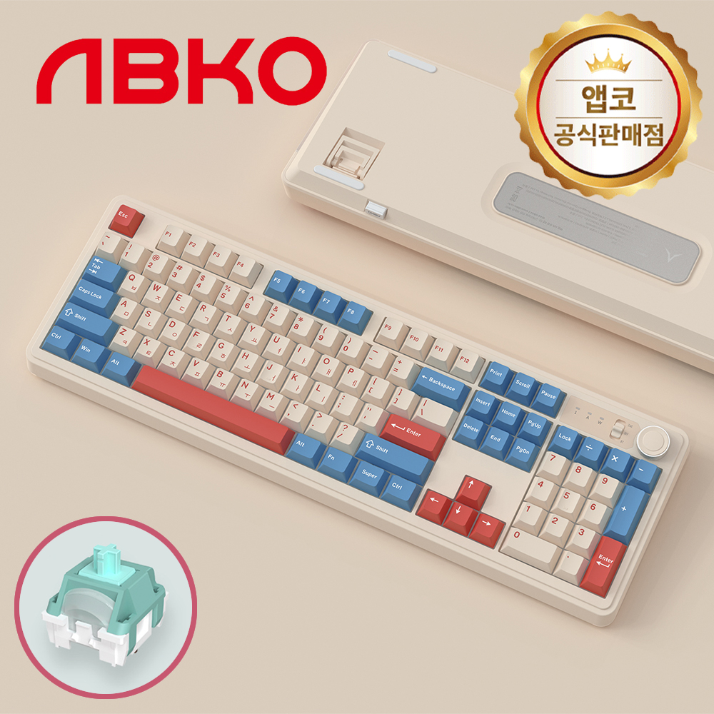앱코 AF108PRO ABKO x SOAI 콜라보 3모드 키보드 코랄블루, 저소음 너울축, 43g - 상품 이미지