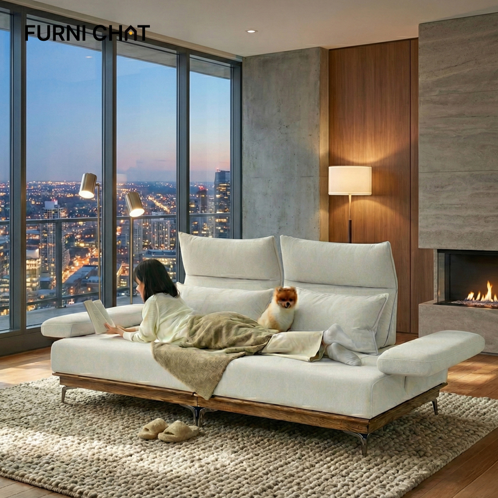 퍼니챗 헤라 3인용 아쿠아텍스 이지클린 기능성 코모도 패브릭 원목 스윙 소파