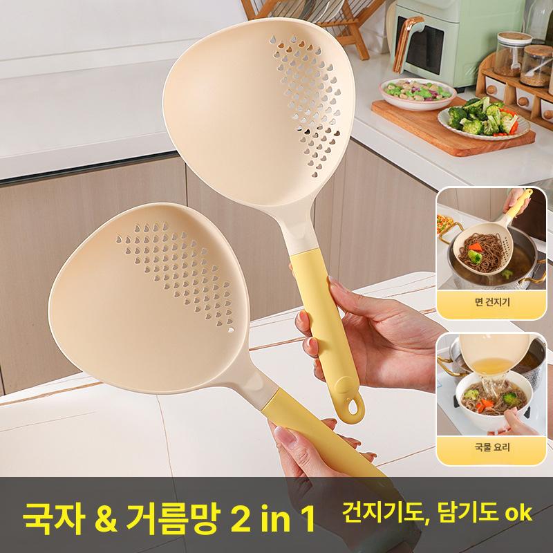 대형 주방용 뜰채 겸용 거름망 스키머 고온 내열 면 국물 분리 만두 찜기 국자 1개 - 상세 이미지 5