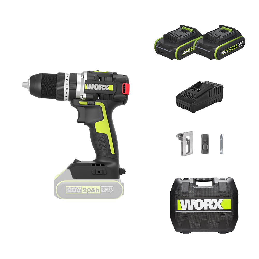 웍스 충전 해머 드릴 함마 20V 2.0Ah 배터리2개 BL WU369X 제품 이미지