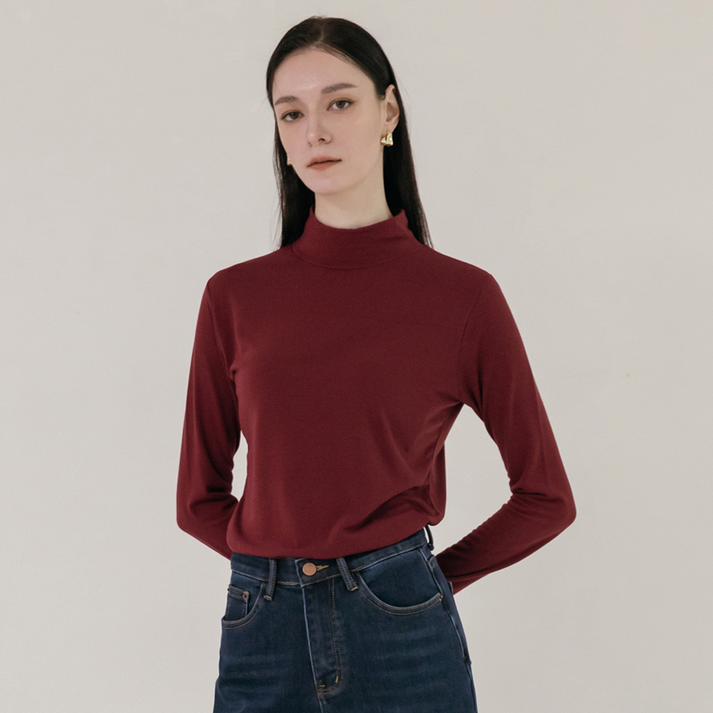 기모 겨울 베이직 이너 컬러 반폴라 티셔츠 4color - 상세 이미지 3