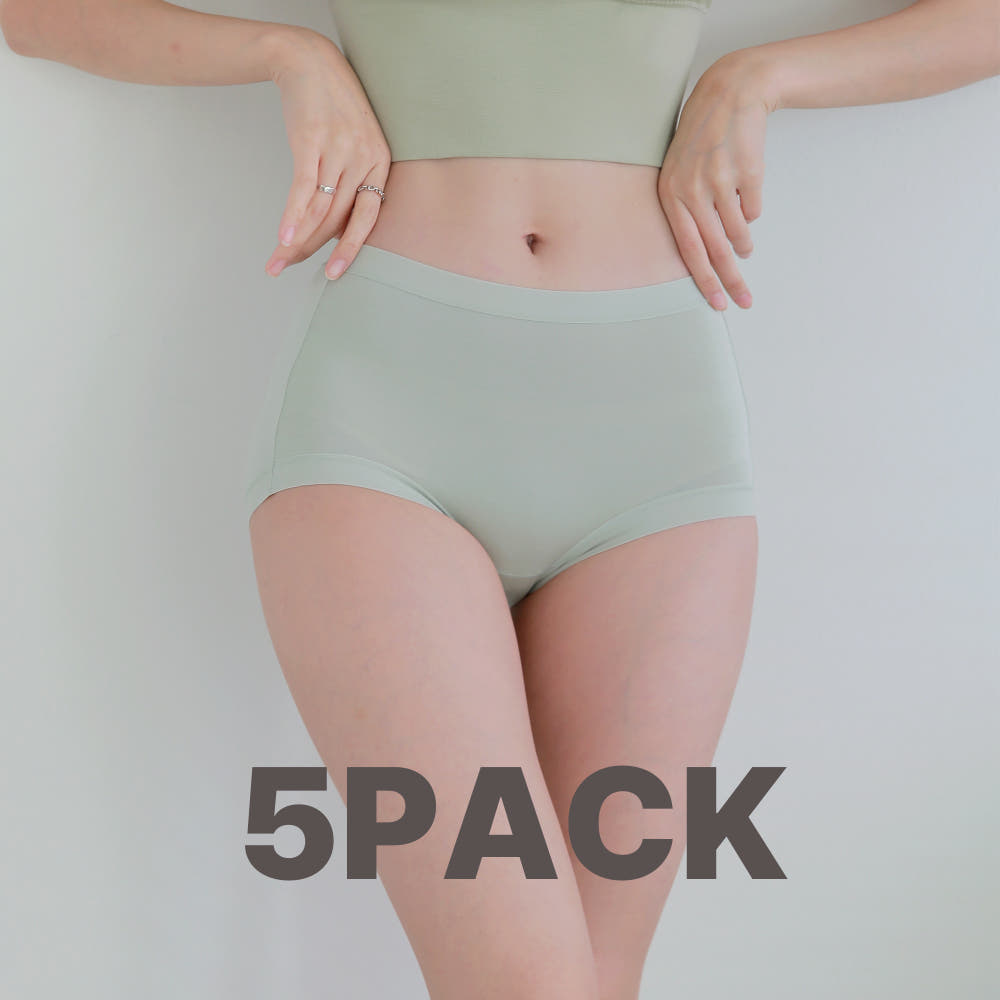 리아모르 여성 모달 팬티 하이웨스트 심리스 팬티 면 비스코스 속옷 5PACK