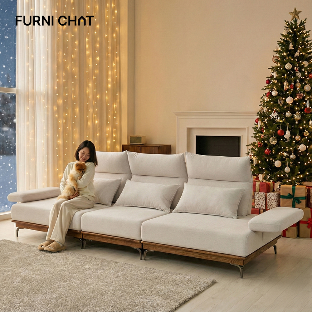 퍼니챗 헤라 4인용 아쿠아텍스 이지클린 기능성 코모도 패브릭 원목 스윙 소파