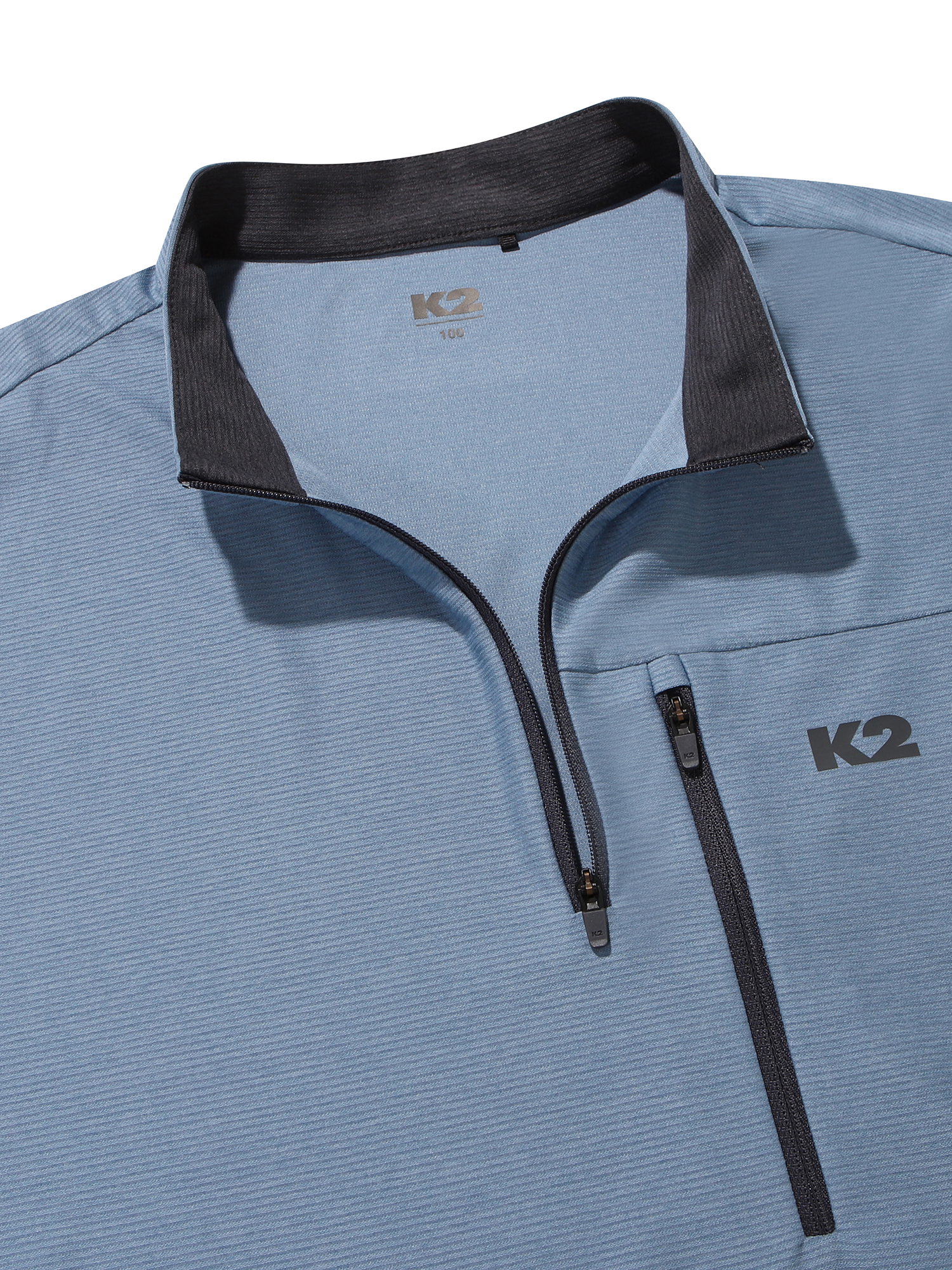[본사직영] K2 남성 BOOST  테크드라이 반팔 집업 ASH BLUE KMM252953D - 상세 이미지 3