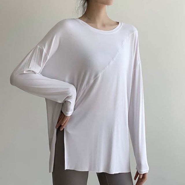 데일리 웨어 베이직한 절개 촤르르 긴팔 스포츠 - 상품 이미지