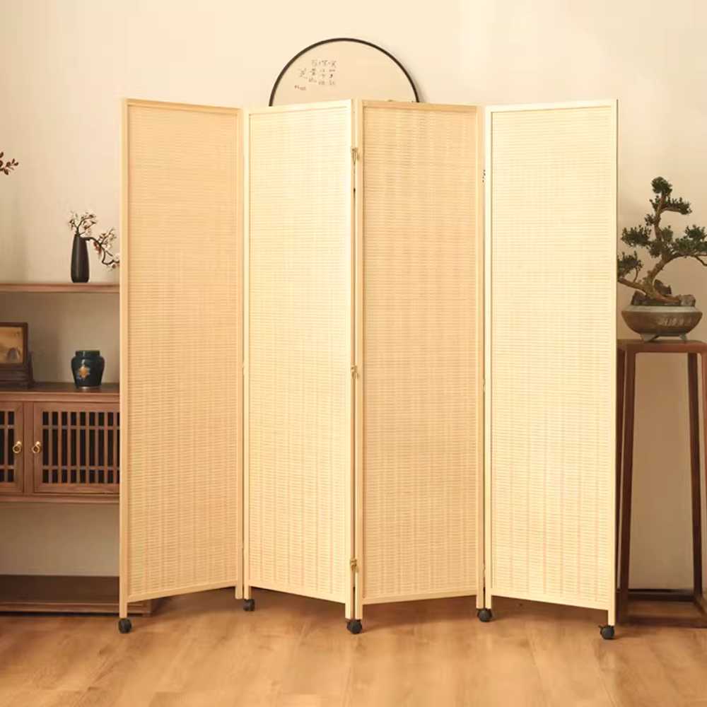 바퀴 파티션 접이식 스크린 이동식 실내 공간 구획 40x200cm 4패널 - 상세 이미지 3