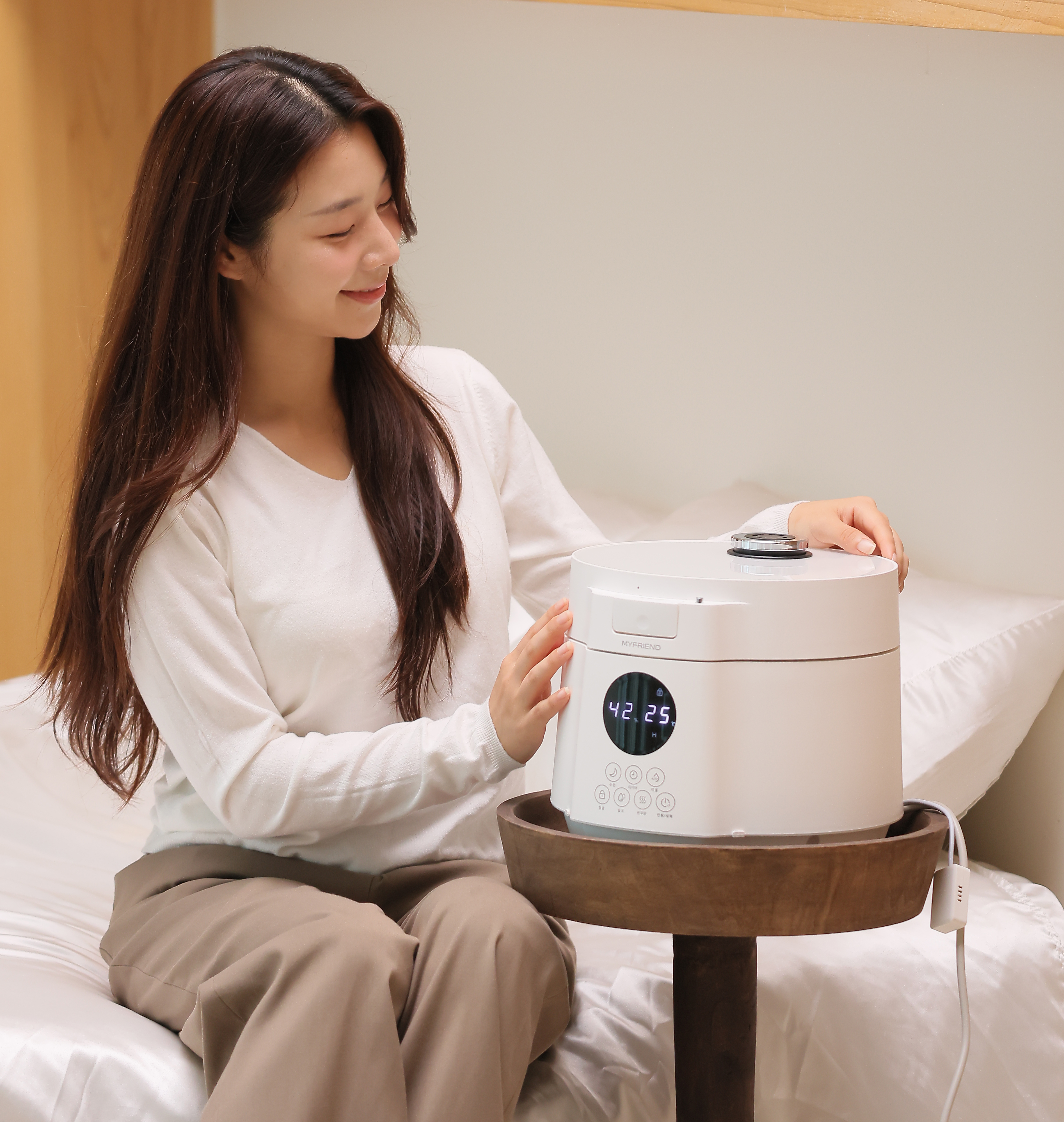 마이프랜드 4.5L 대용량 가열식 가습기 통세척 신생아 아기용 가습기 스티모