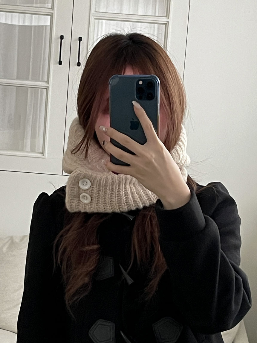 부클투버튼니트바라클라바 넥워머 바라클라바후드 겨울 후드모자 - 상세 이미지 4