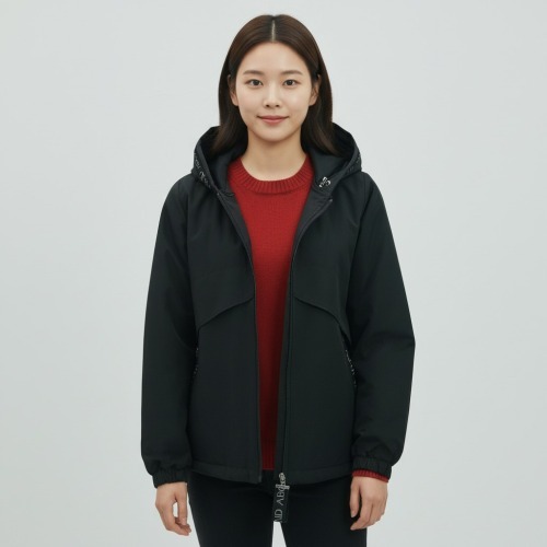 엄마옷 조이마담 J3393 레터링 날개 후드 패딩 점퍼 중년여성의류 - 메인 이미지