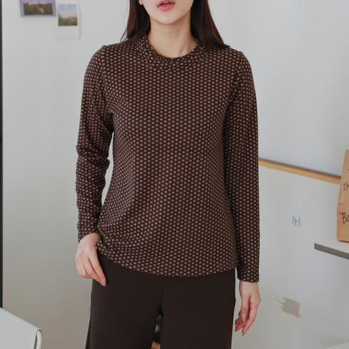 엄마옷 조이마담 T51822 도트플라워 셔링넥 티셔츠 중년여성의류 - 상세 이미지 3