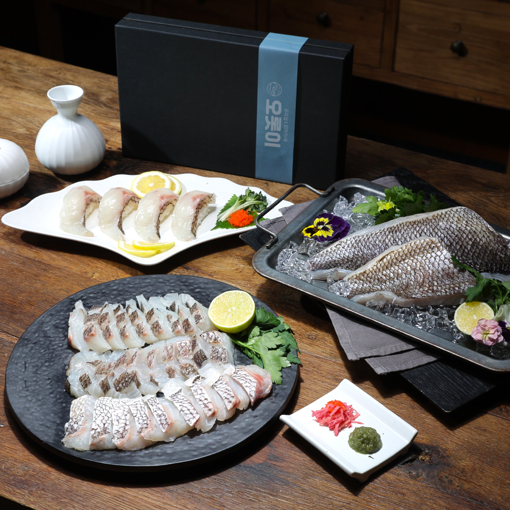신케지메 숙성회 하이엔드 홈마카세 대광어 노르웨이연어 오마카세 필렛 300g 500g - 상품 이미지