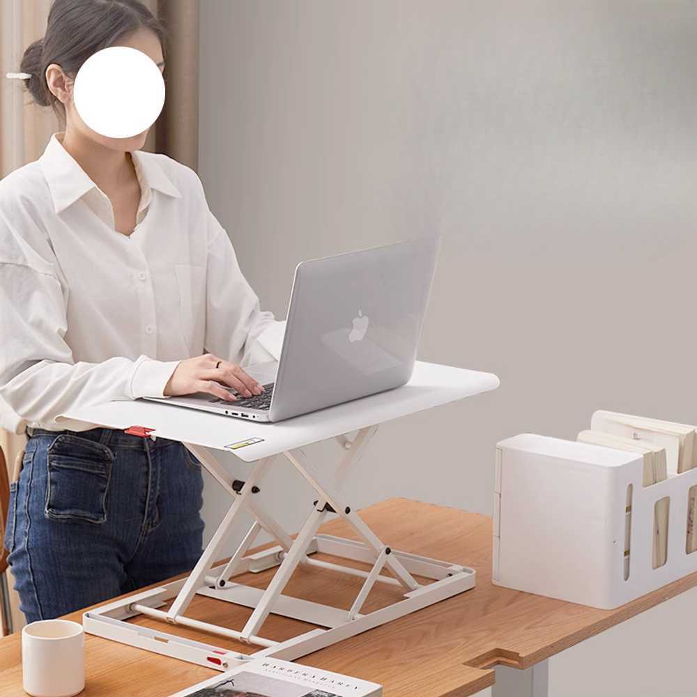 스탠딩 데스크 노트북 테이블 높이조절 접이식 작업대 화이트 - 상세 이미지 4