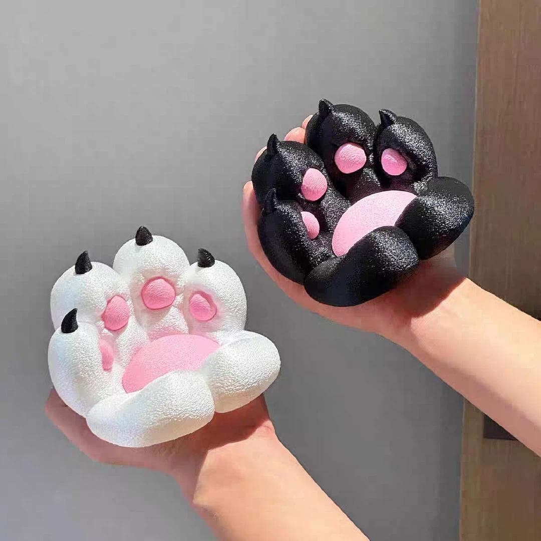 프린팅 고양이 발 휴대폰 태블릿 거치대 데스크탑 학생용 침대용 블랙 - 상세 이미지 5