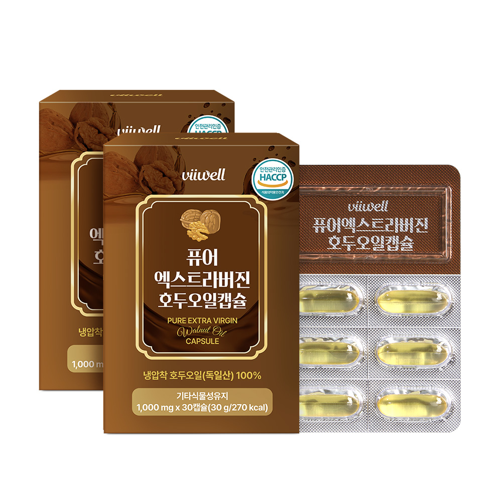 독일산 엑스트라버진 호두오일 캡슐 저온압착 호두기름 30캡슐, 2개 - 상품 이미지