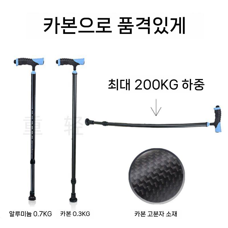 당구공지팡이 등산용 캠핑용 폴대 경량 블랙 싱글 레지 모델 알루미늄 합금 소 - 상세 이미지 3